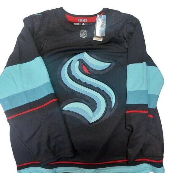 Adidas NHL Seattle Kraken Primegreen Home Jersey Mens Size 50 Deep Sea Blue Navy - Picture 1 of 6
